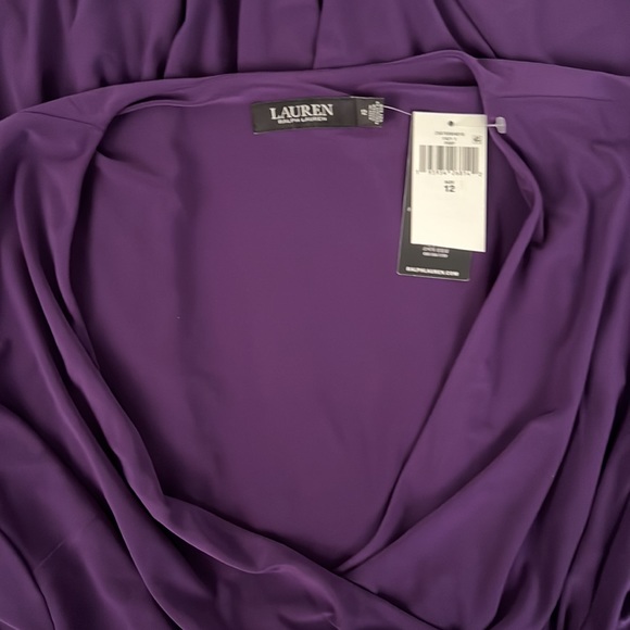 NWT $125 LAUREN RALPH LAUREN SURPLICE NECK SELFTIE A-LINE TARTAN PURPLE 12 Dress - Picture 3 of 6